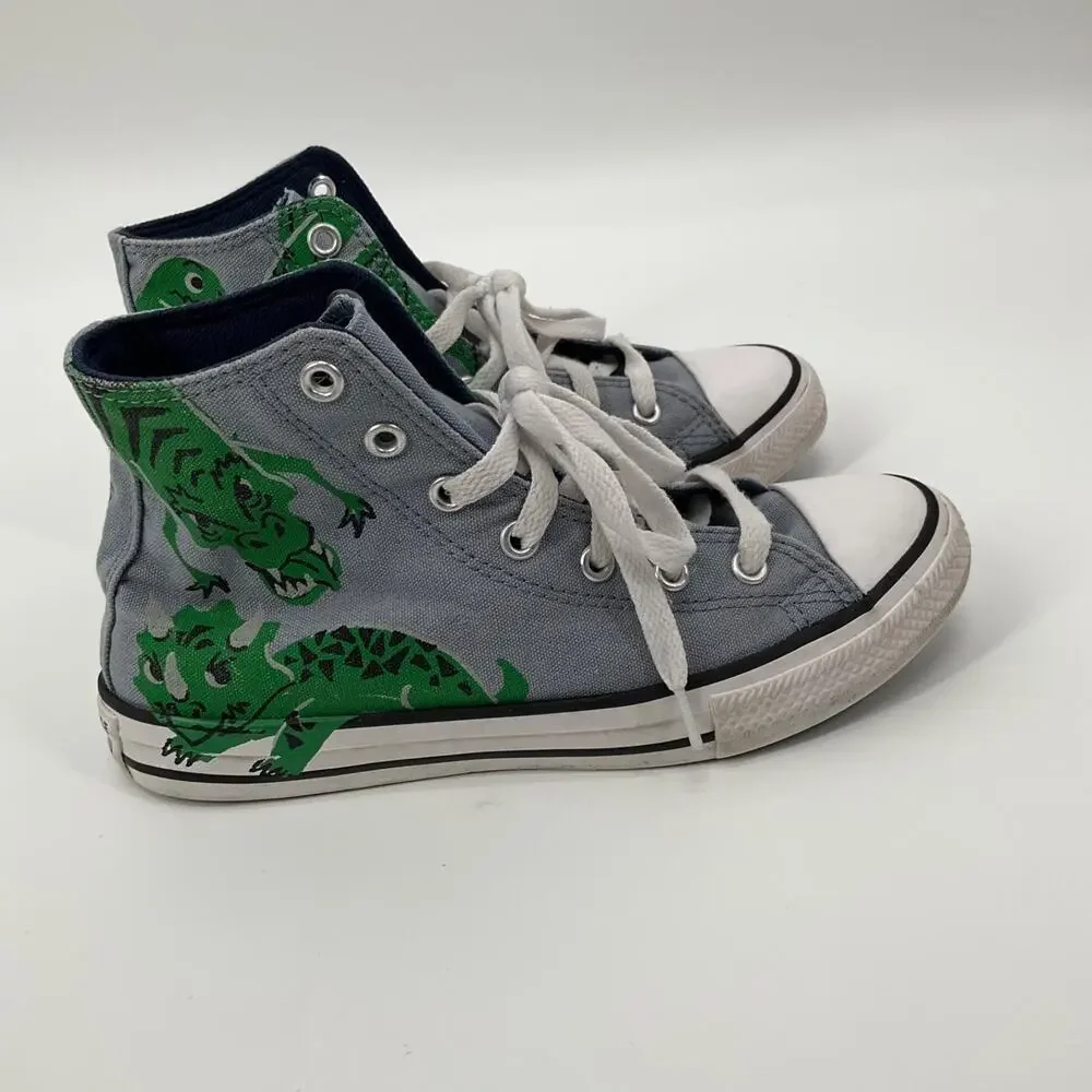 Converse Chuck Taylor All Star Gray Dinosaur Print High‎ Top Toddler Youth 3